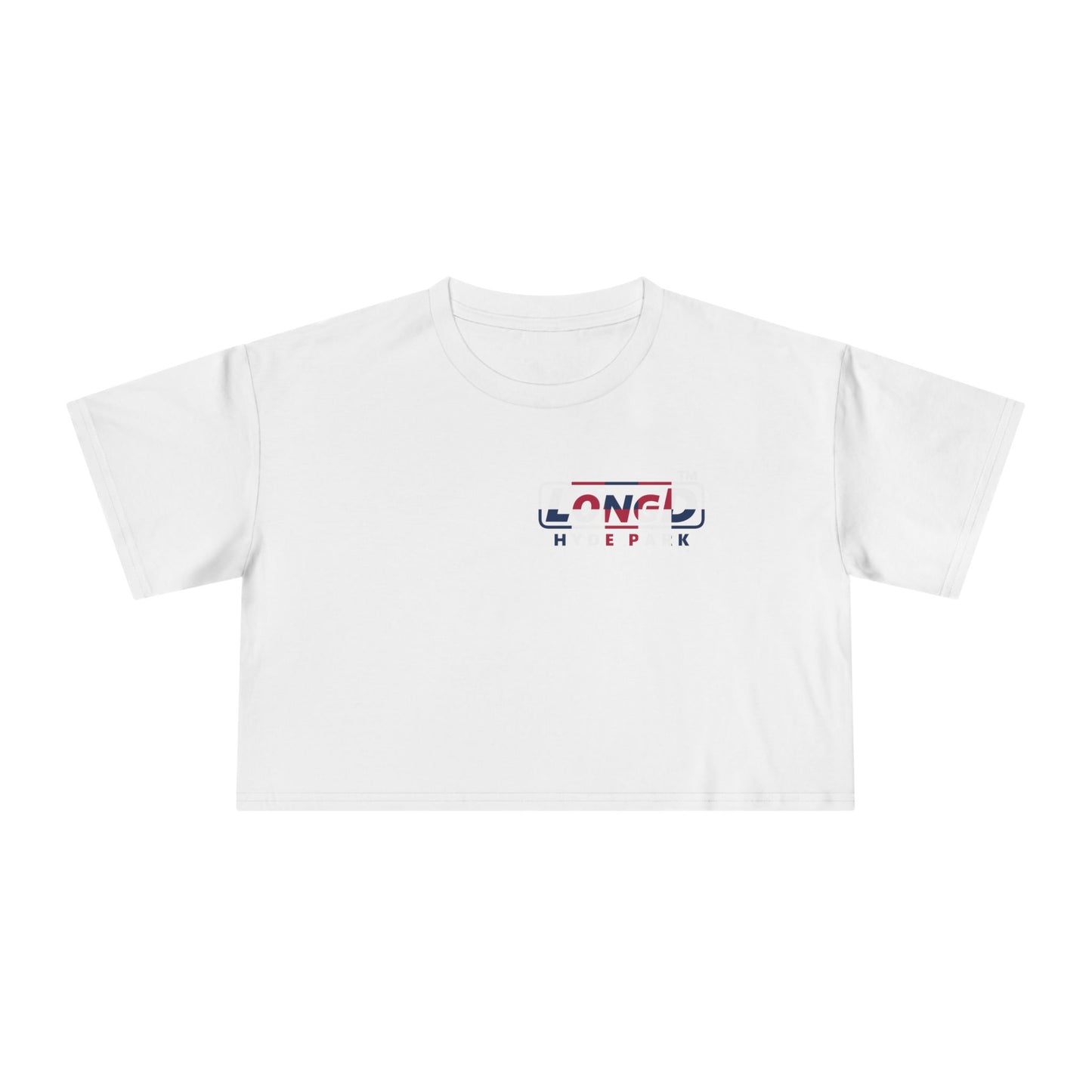 LongD positive 2x5 single-breasted front-back Hyde Park Logo Crop Tee (Patriotic colors)