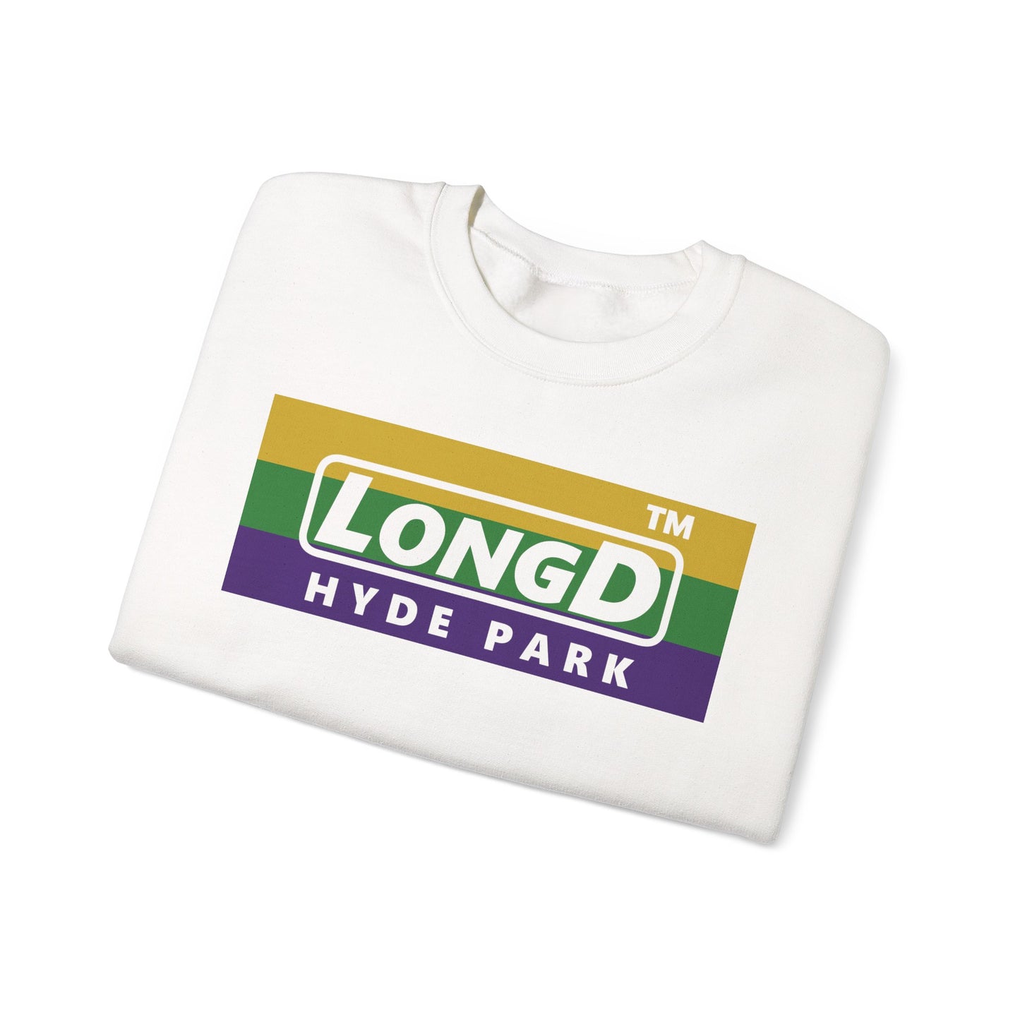 LongD negative striped Hyde Park logo crewneck sweatshirt