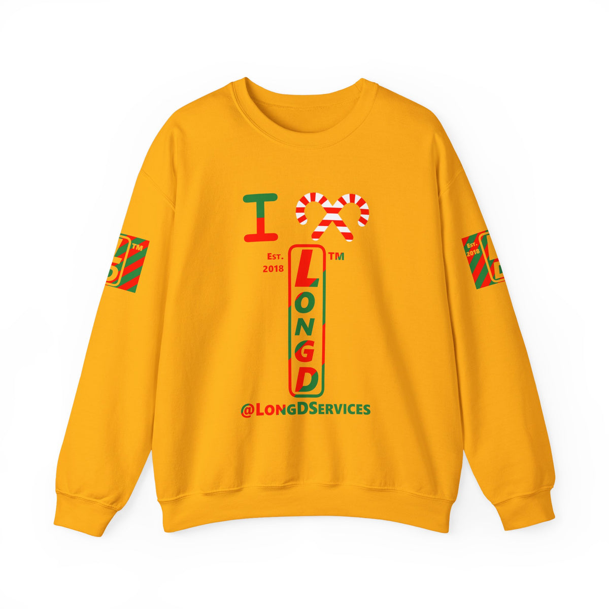 I candy cane LongD Tag positive upright pixel-weighted 4-striped 4-print logo crewneck sweatshirt
