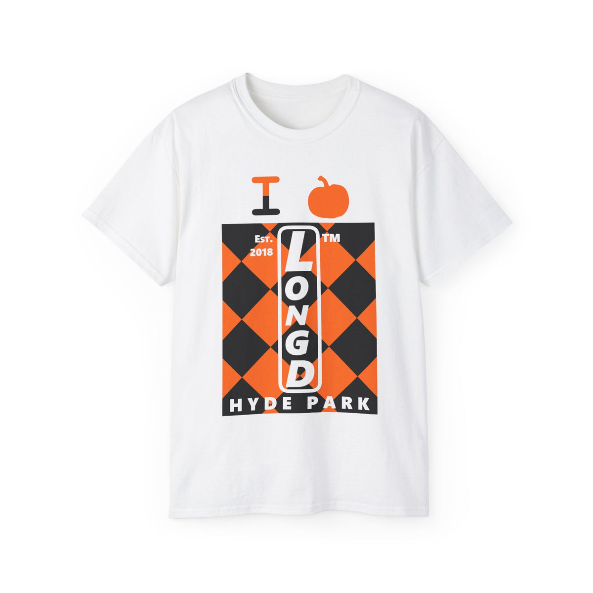 I pumpkin LongD Hyde Park negative upright argyle logo cotton tee