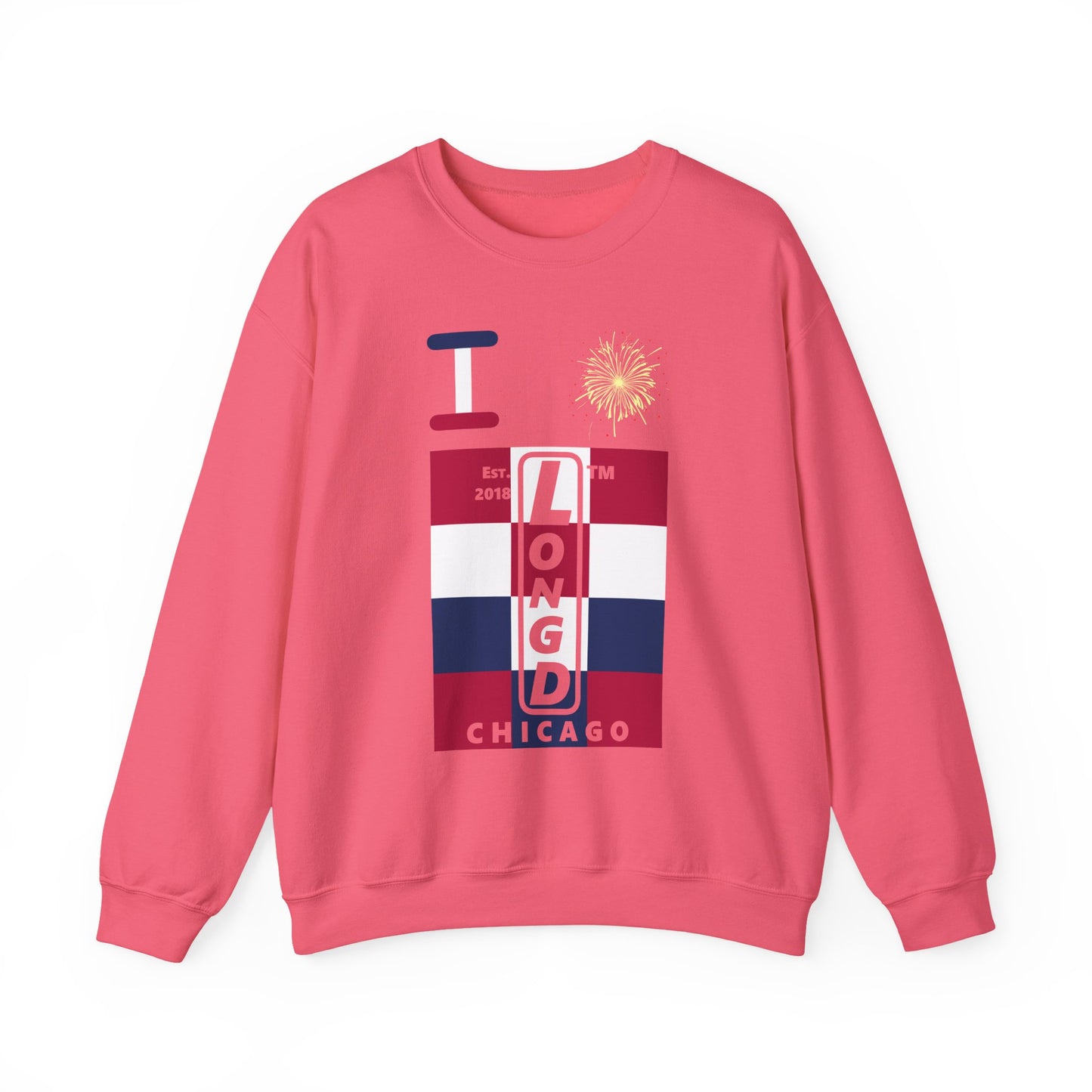 I Burst LongD negative 4x3 Chicago upright logo crewneck sweatshirt
