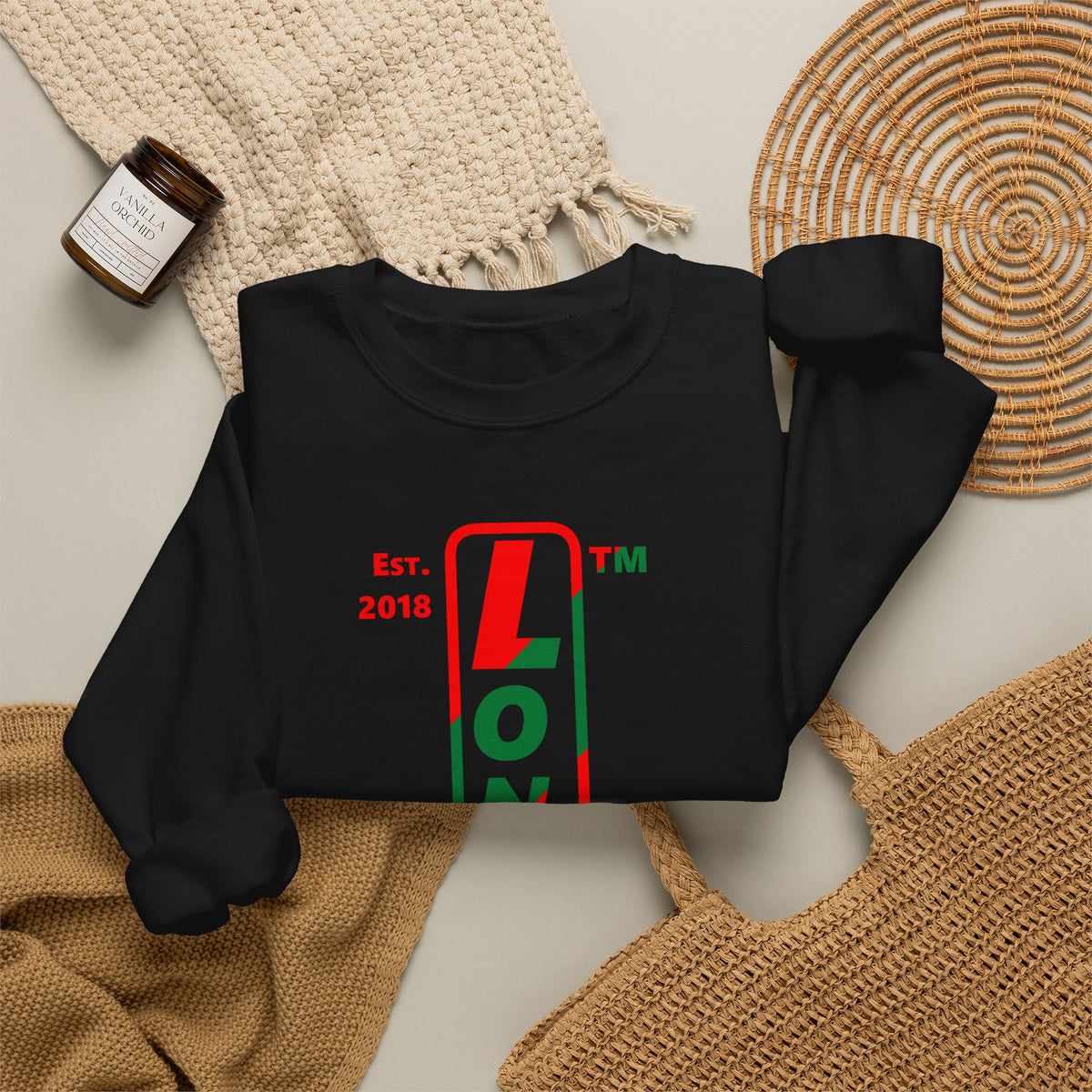 LongD Chicago positive upright pixel-weighted 4-striped logo (Xmas colors) crewneck sweatshirt