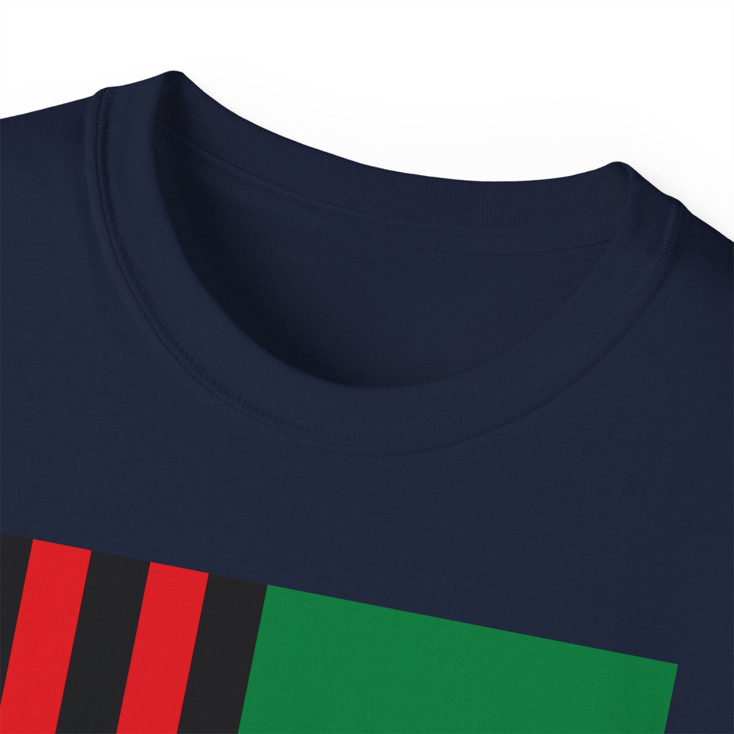 LongD® Logo Cotton Tee Juneteenth cropped vertical African-American flag negative text