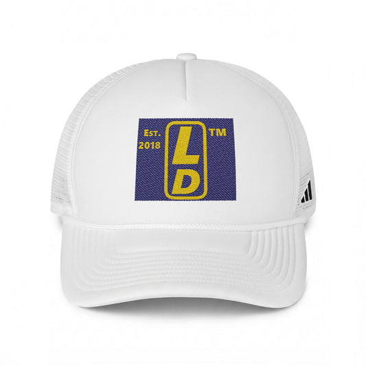 adidas reverse official upright initials logo trucker cap