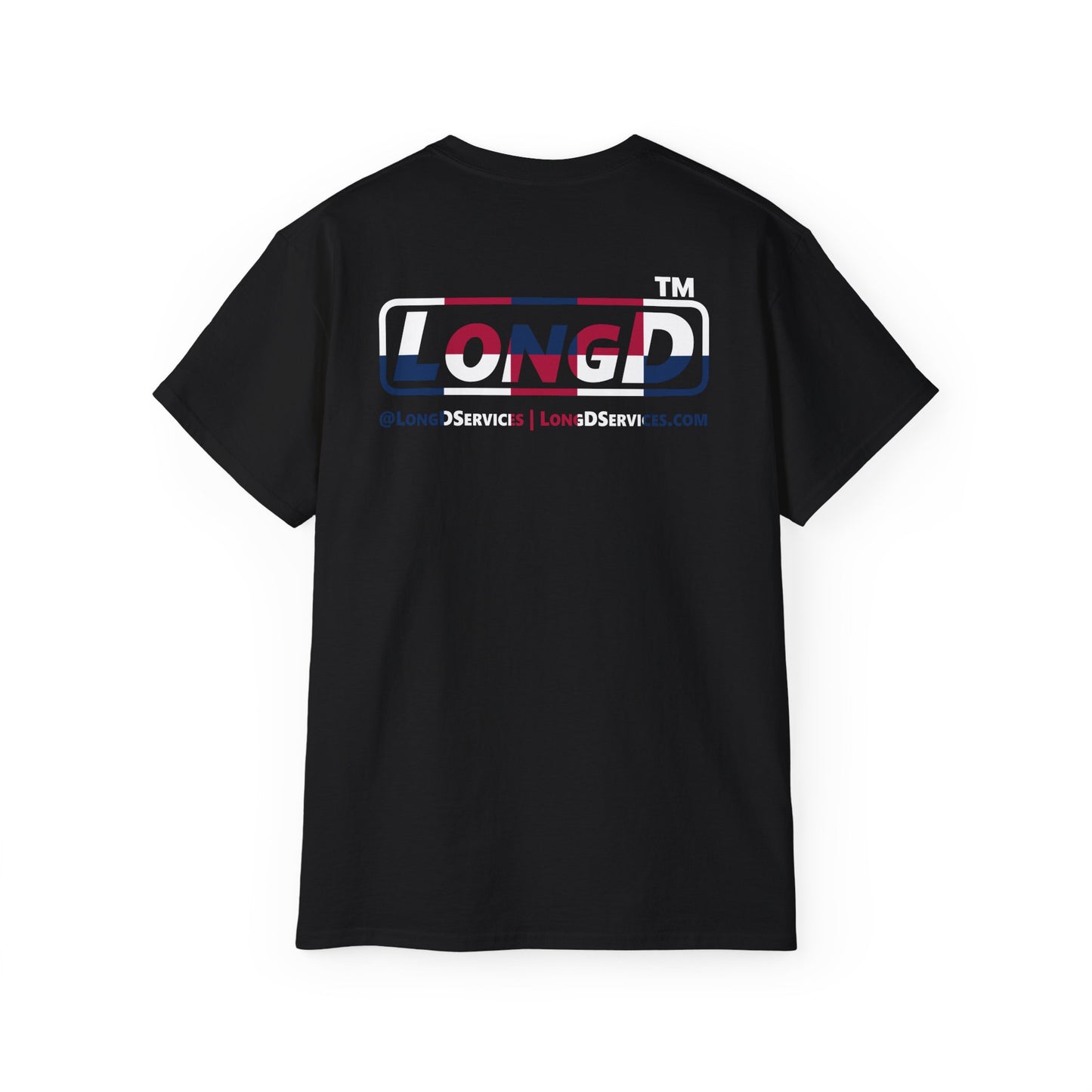 I firecracker LongD positive 2x5 front-back tag logo cotton tee