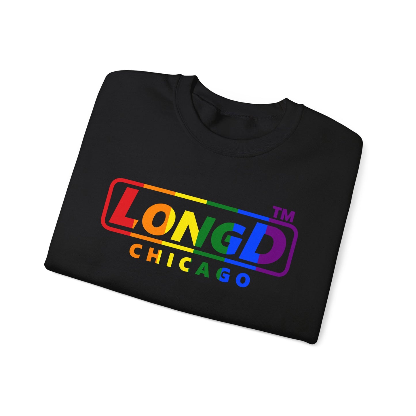 LongD positive vertical striped Chicago logo crewneck sweatshirt (Pride colors)
