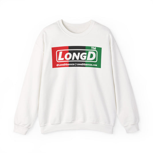 LongD negative vertical 3-striped tag-domain logo crewneck sweatshirt (Juneteenth colors)