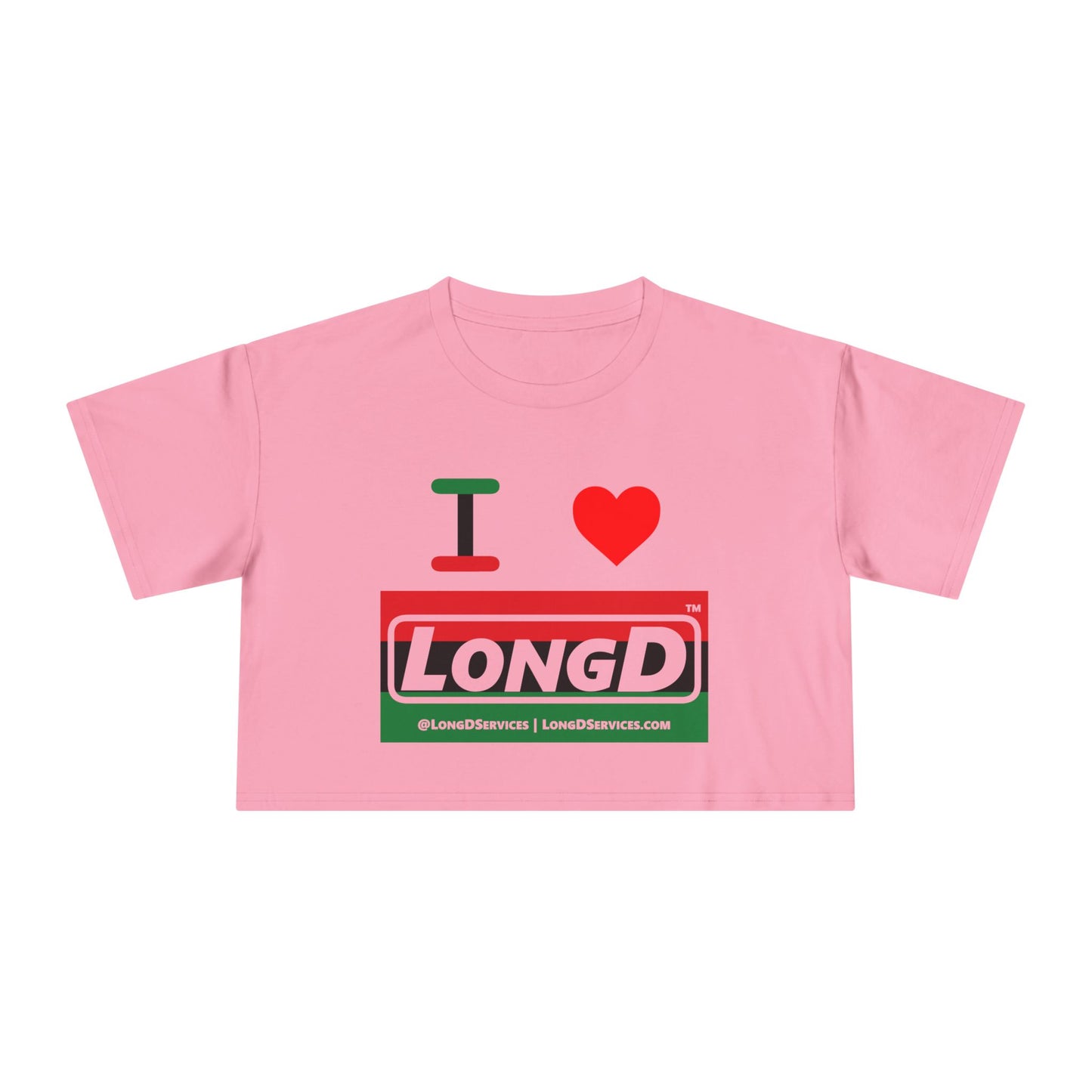 I Luv Logo Women's Crop Tee (Juneteenth striped negative thirds logo)