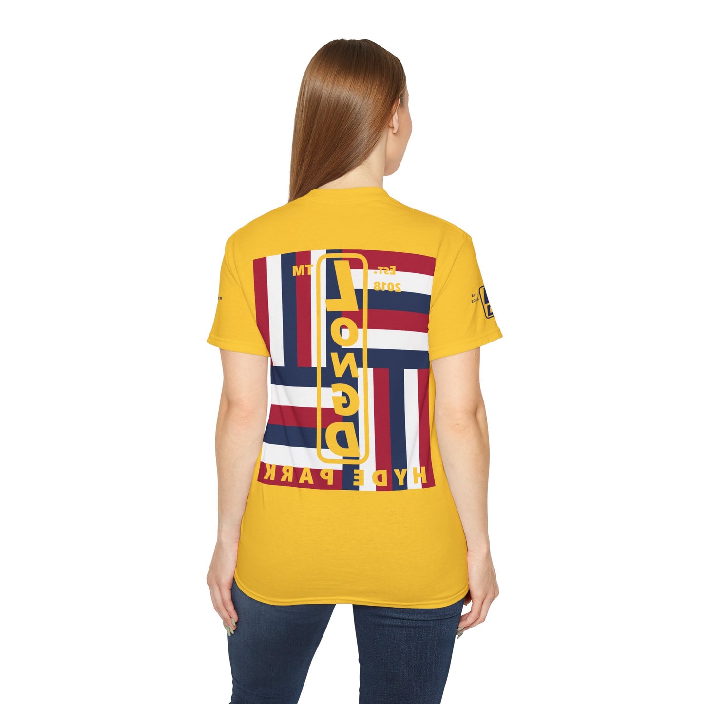 I Burst LongD cotton tee negative windmill 4-print Hyde Park upright logo (Patriotic colors)