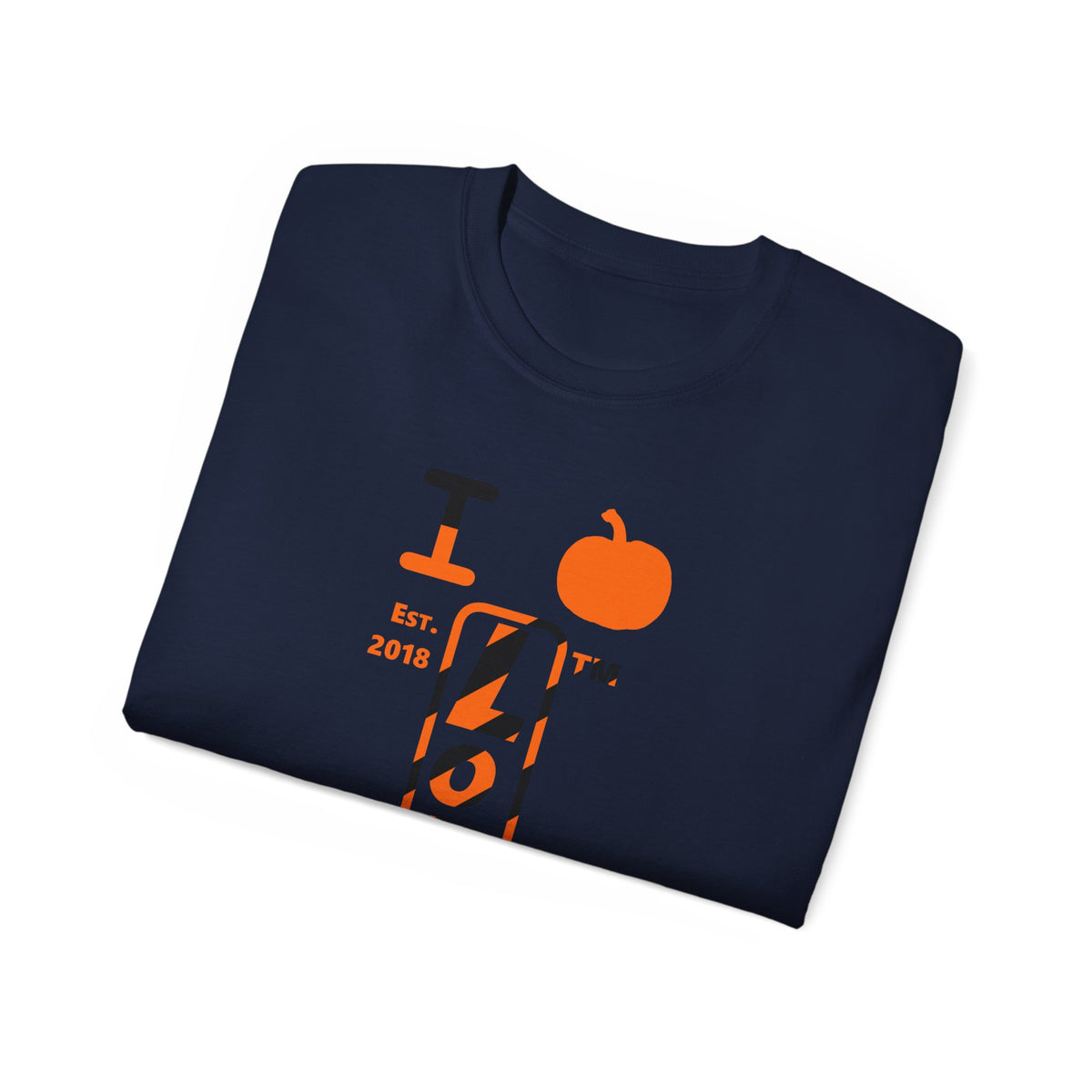 I pumpkin LongD Chicago positive upright pixel-weighted 12-striped front-back logo cotton tee