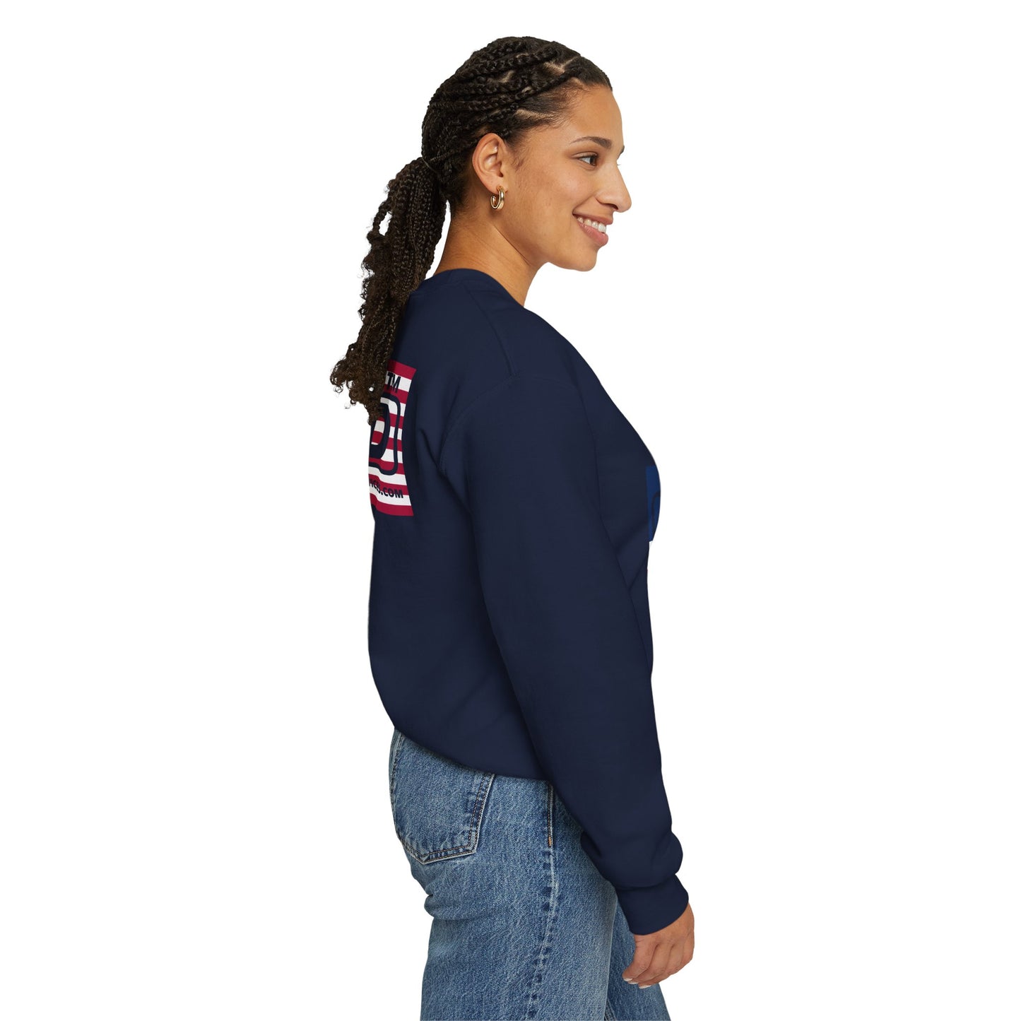 I firecracker LongD negative flag front-back tag logo crewneck sweatshirt