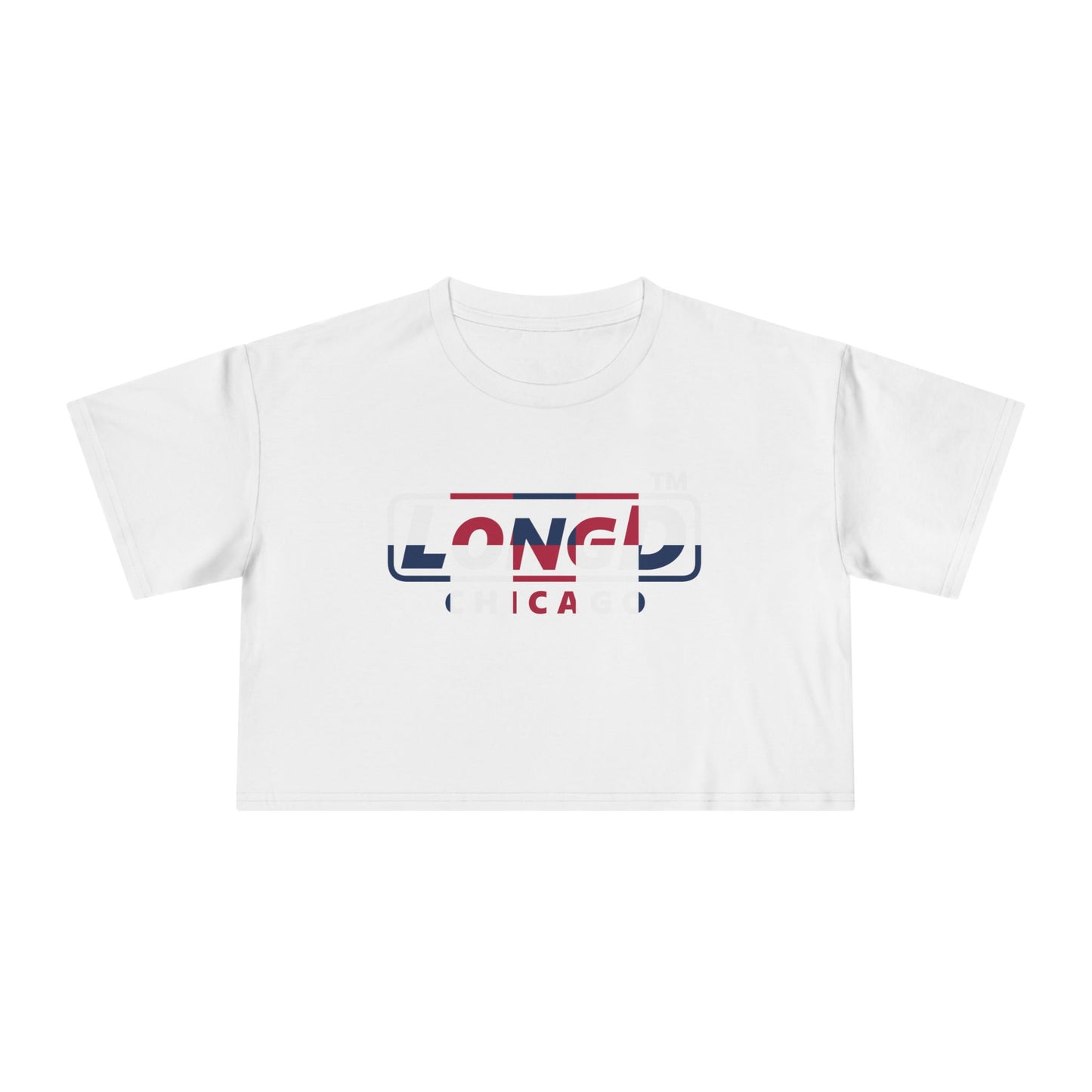 LongD positive 2x5 double-breasted front-back Chicago Logo Crop Tee (Patriotic colors)