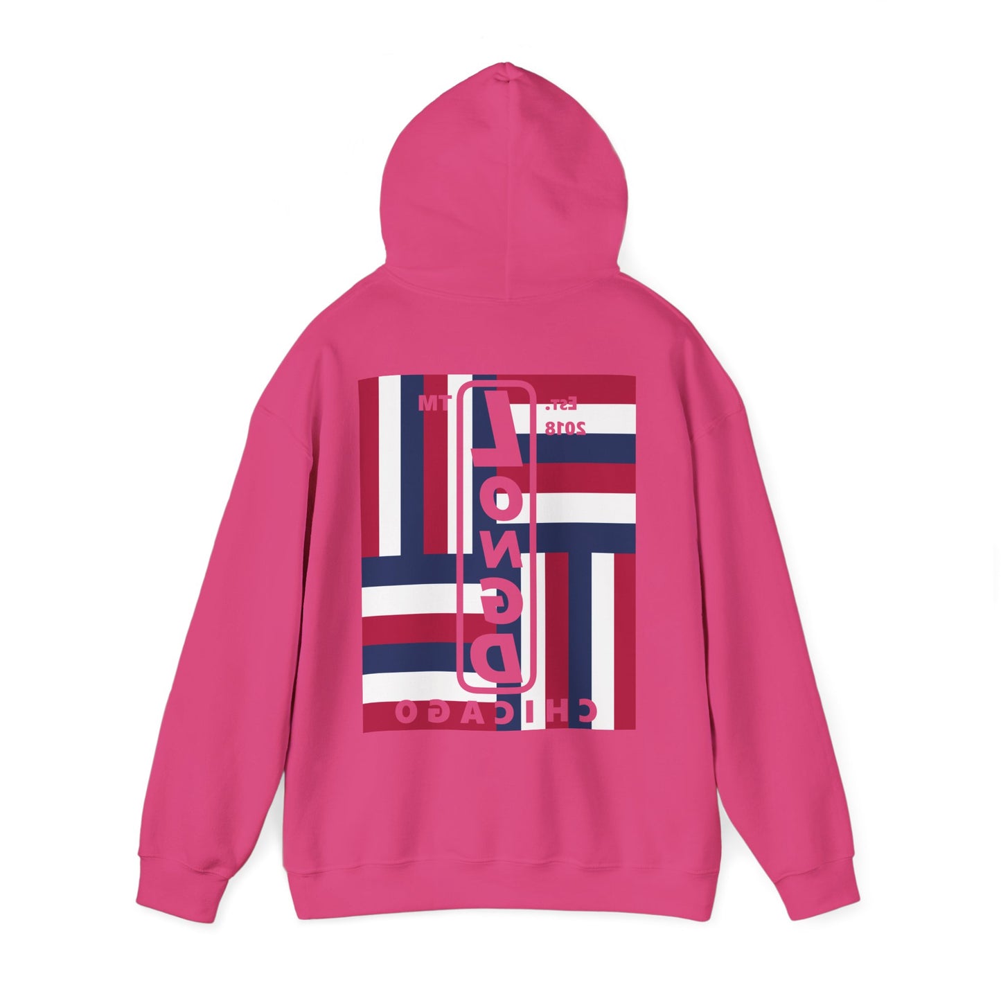 LongD single-breasted negative windmill front-back Chicago upright logo hoodie (Patriotic colors)