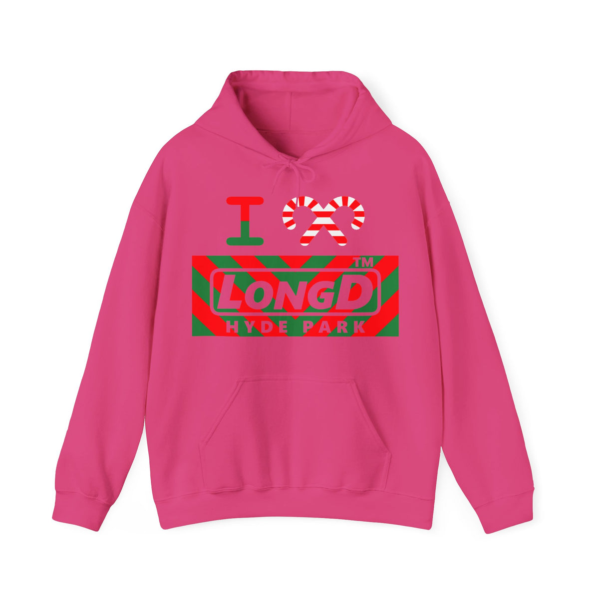 I candy cane LongD Hyde Park negative downward chevron logo hoodie