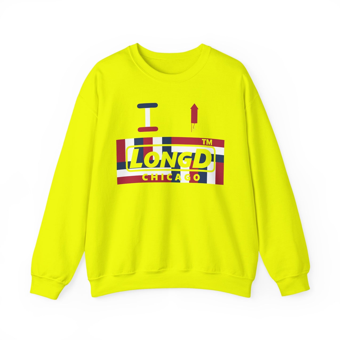 I firecracker LongD negative modified windmill Chicago logo crewneck sweatshirt