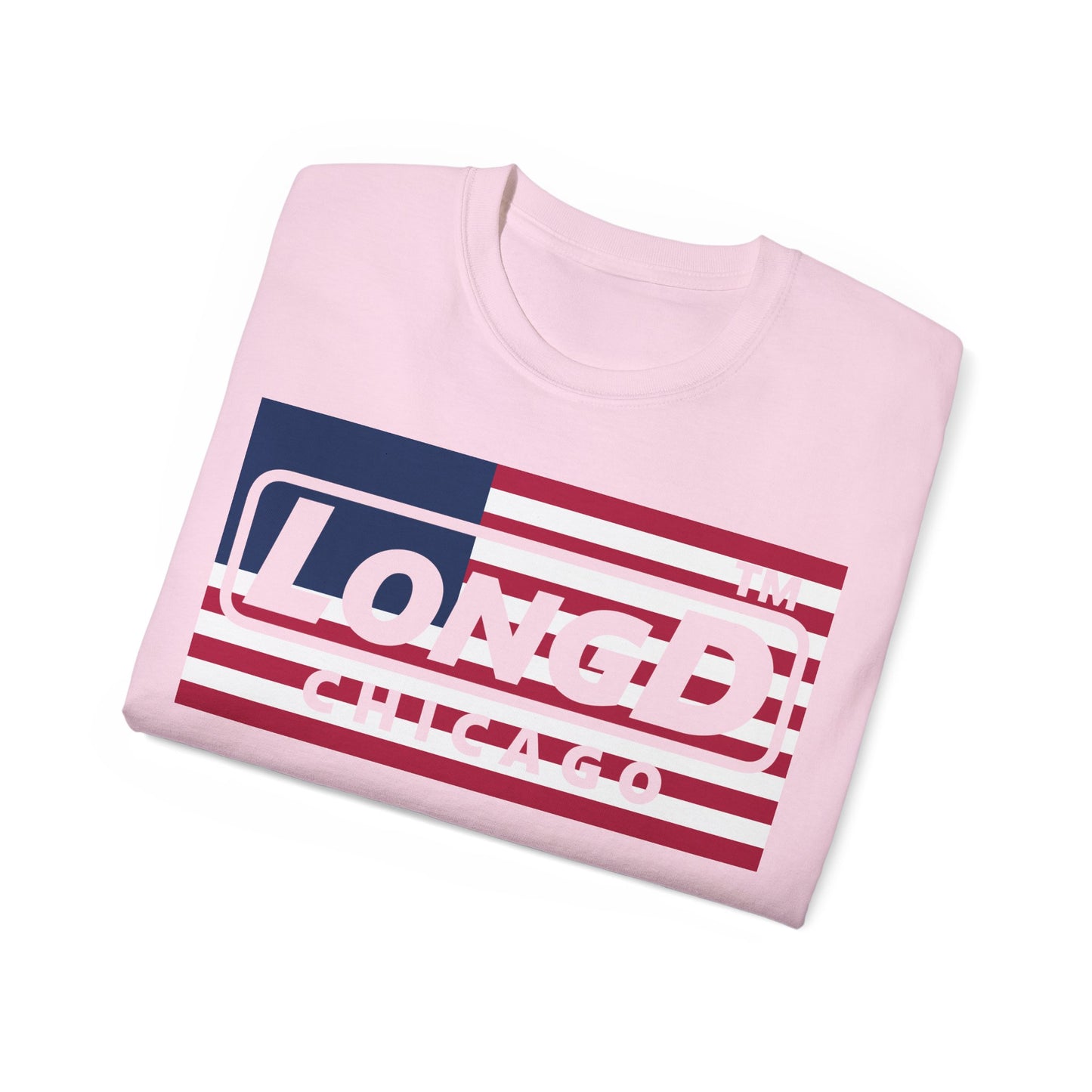 LongD negative flag Chicago logo cotton tee (patriotic colors)