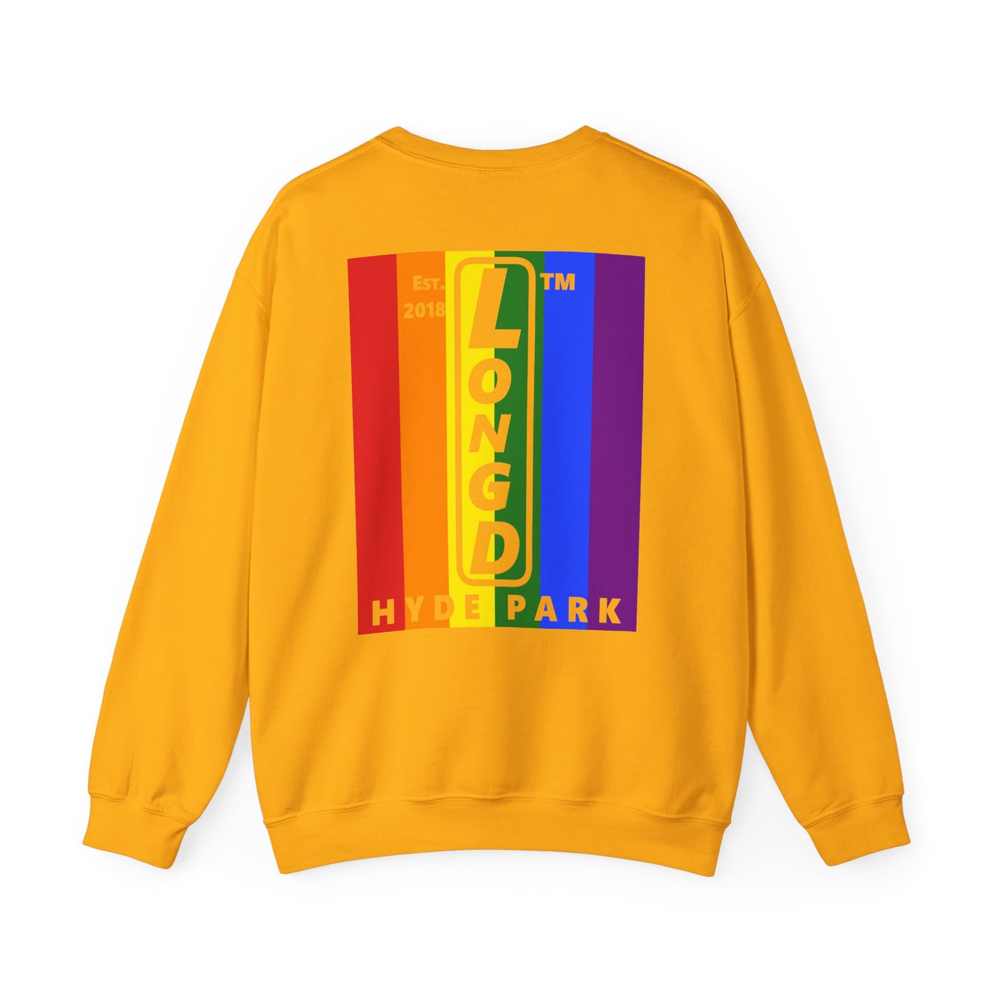 LongD negative flag single-breasted front-back Hyde Park upright logo crewneck sweatshirt (Pride colors)
