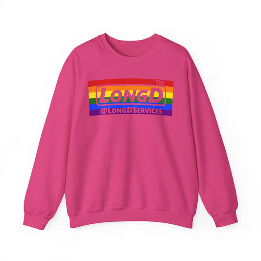 LongD negative horizontal striped tag logo crewneck sweatshirt (Pride colors)