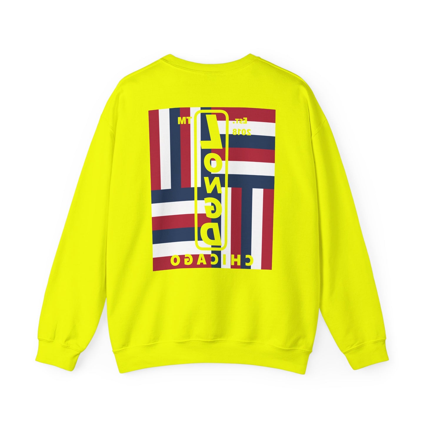 I Burst LongD negative windmill Chicago upright front-back logo crewneck sweatshirt