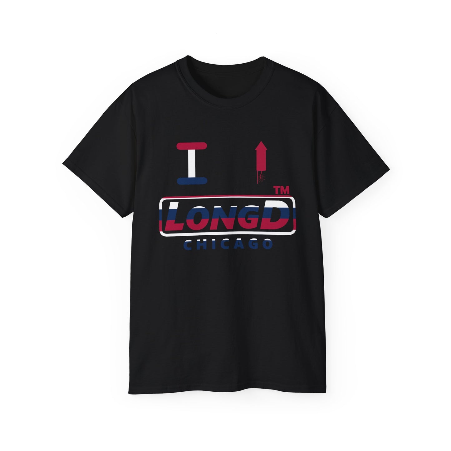 I firecracker LongD positive horizontal 6-striped Chicago logo cotton tee