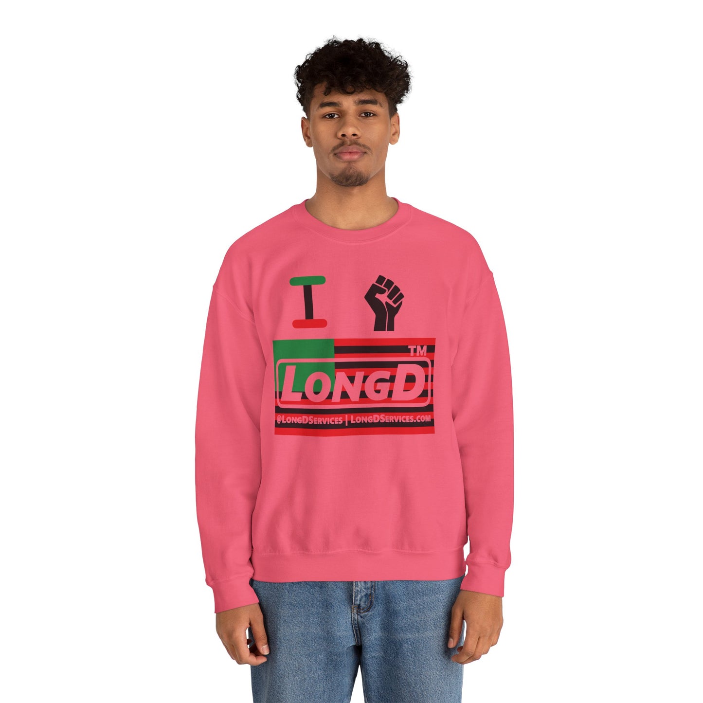 I fist LongD negative flag tag-domain logo crewneck sweatshirt
