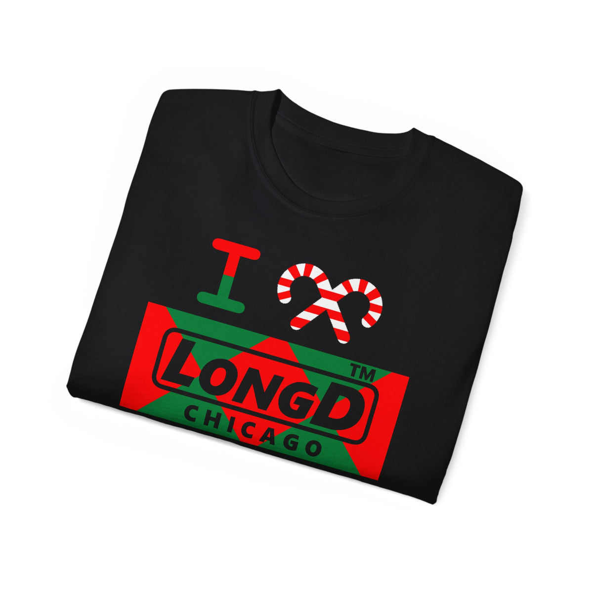 I candy cane LongD Chicago negative big argyle logo cotton tee