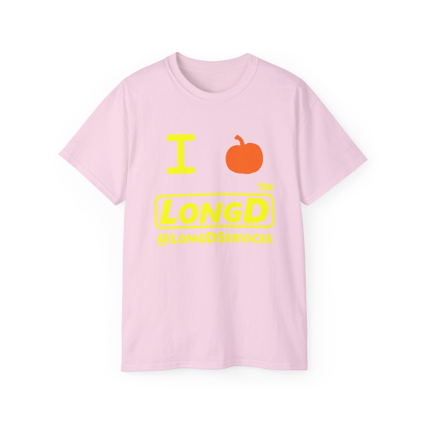 I Pumpkin LongD® Logo Cotton Tee positive yellow basic tag logo
