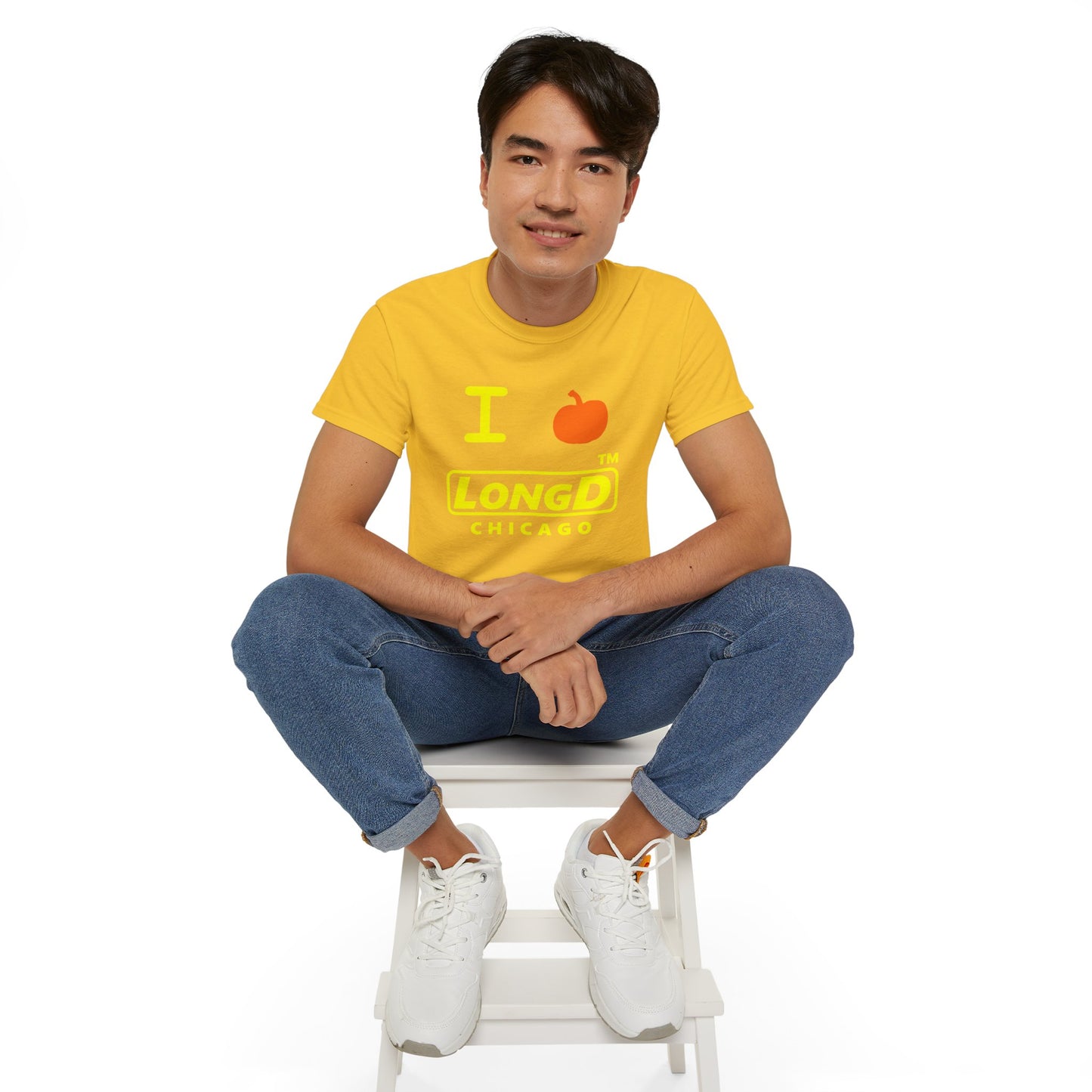 I Pumpkin LongD® Logo Cotton Tee positive yellow basic Chicago logo