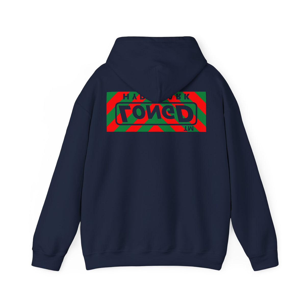 LongD Hyde Park negative downward chevron front-back logo (Xmas colors) hoodie