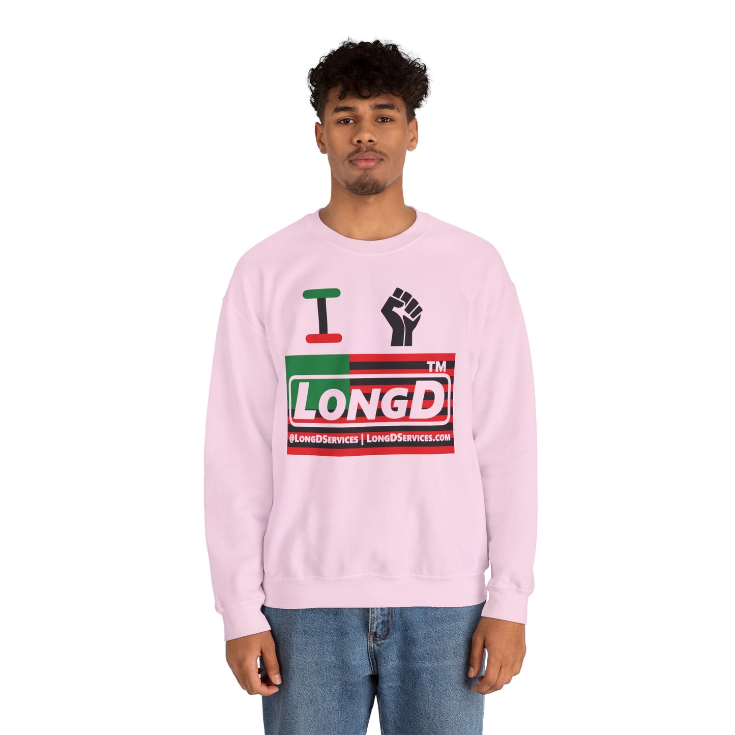 I fist LongD negative flag front-back tag-domain logo crewneck sweatshirt