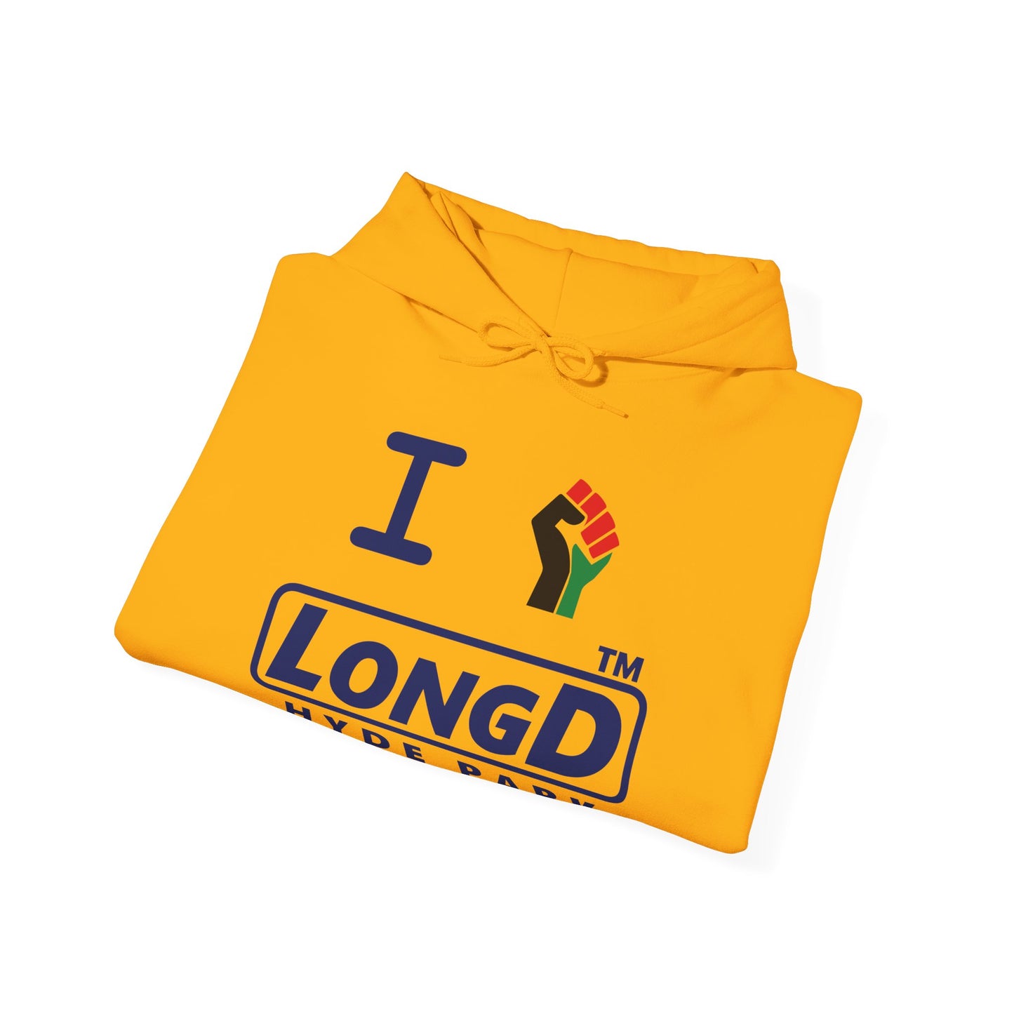 I fist LongD® basic official Hyde Park logo Hoodie (Juneteenth colors)