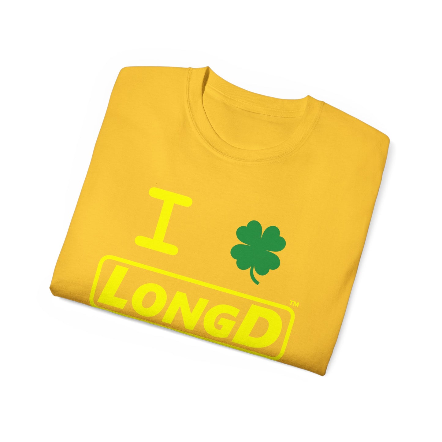 I Clover LongD® Logo Cotton Tee (St. Patrick's Day -Yellow with 4-leaf clover)