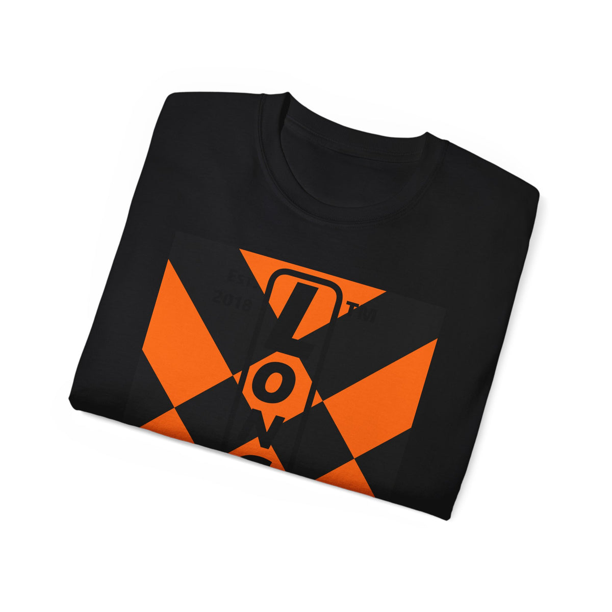 LongD Hyde Park negative upright mixed argyle logo (Halloween colors) cotton tee