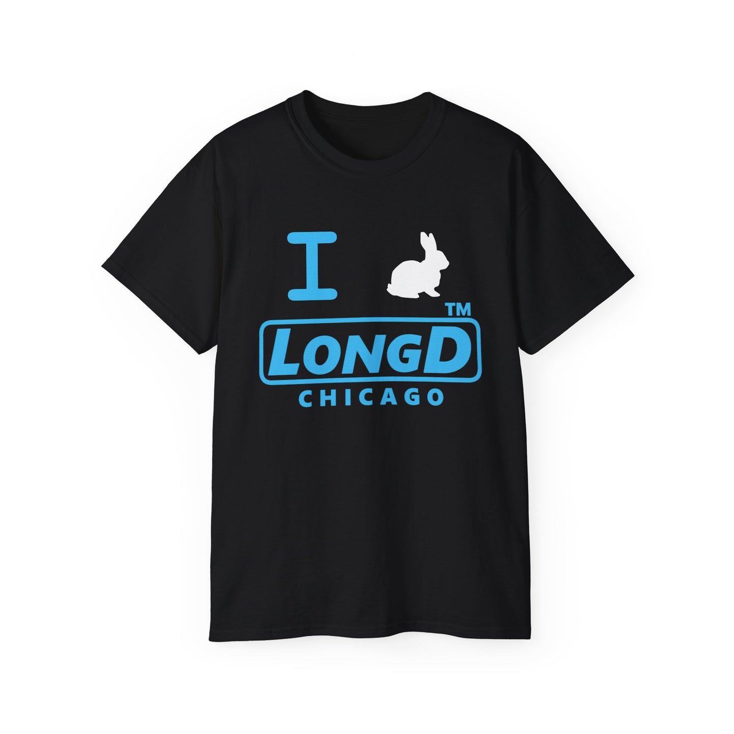 I Bunny LongD® positive turquoise Chicago Logo Cotton Tee
