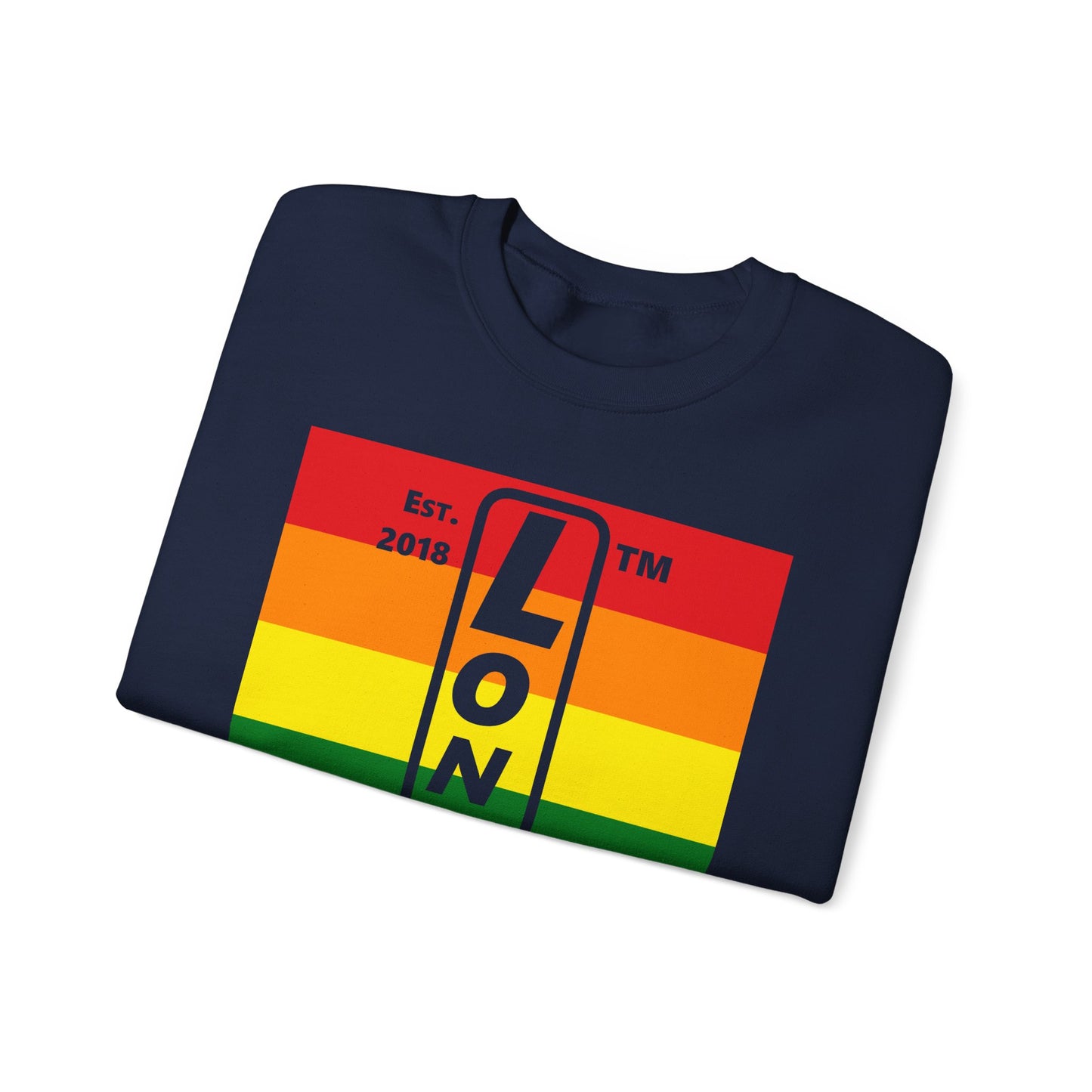 LongD negative horizontal 6-striped Chicago upright logo crewneck sweatshirt (Pride colors)