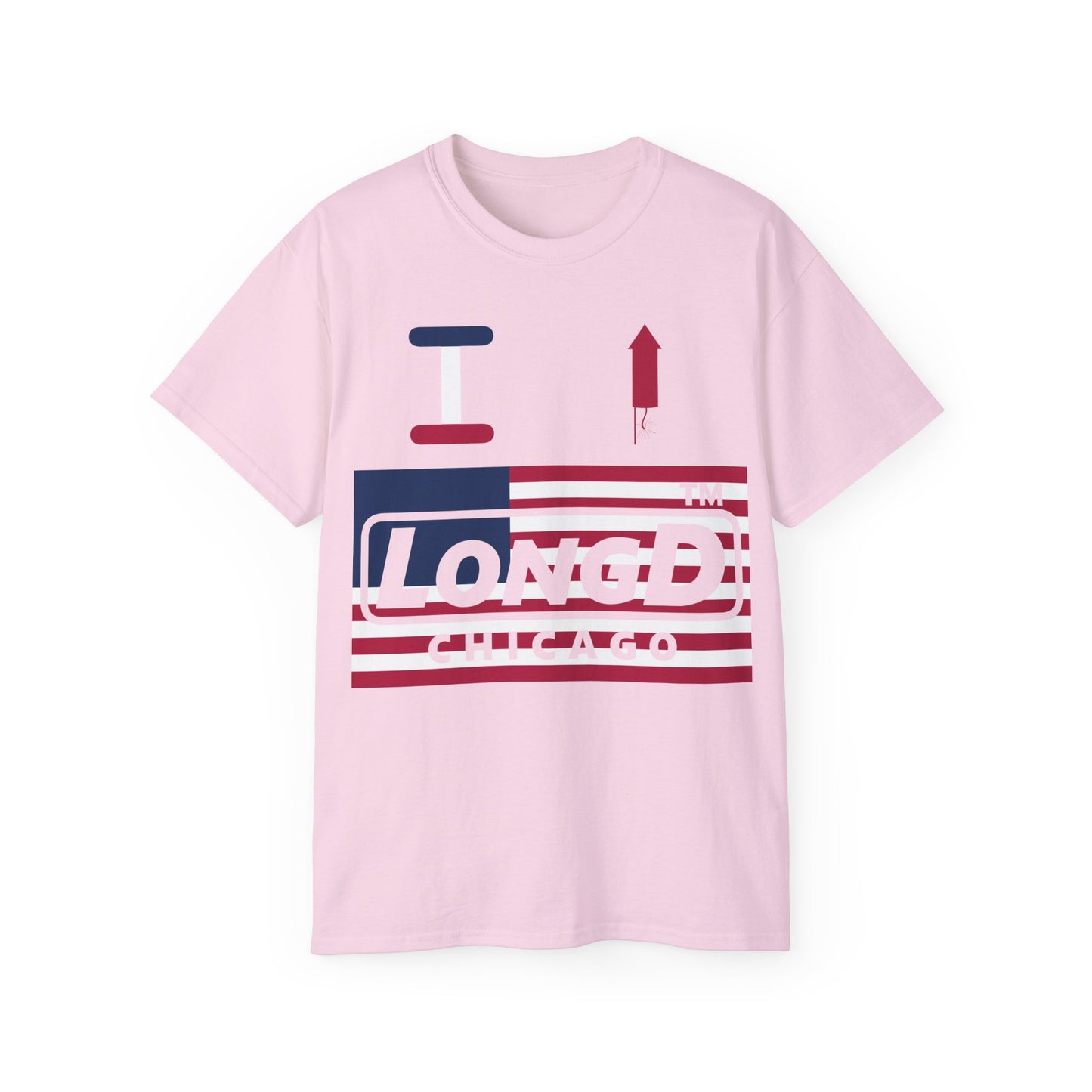 I firecracker LongD negative flag Chicago logo cotton tee