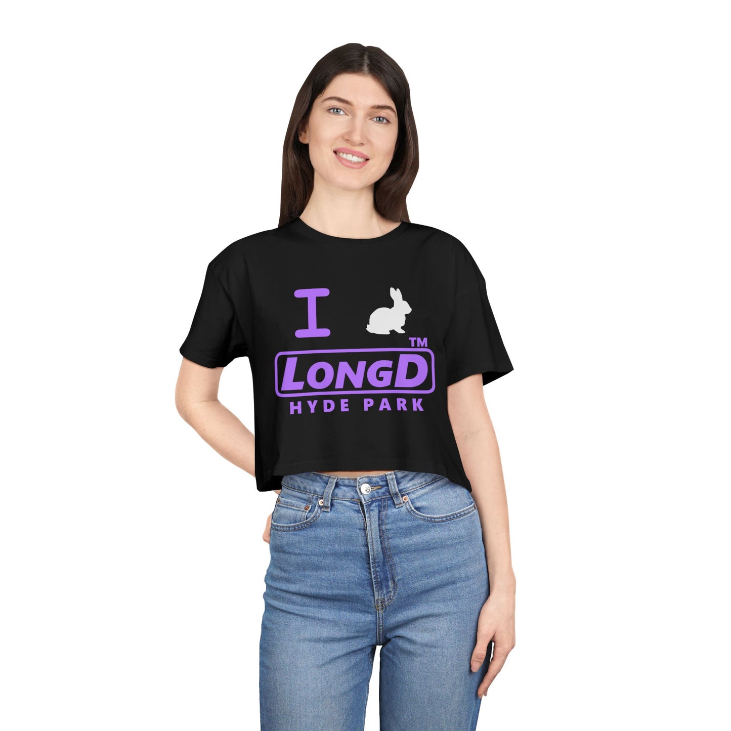I Bunny LongD positive lavender Hyde Park Logo Crop Tee