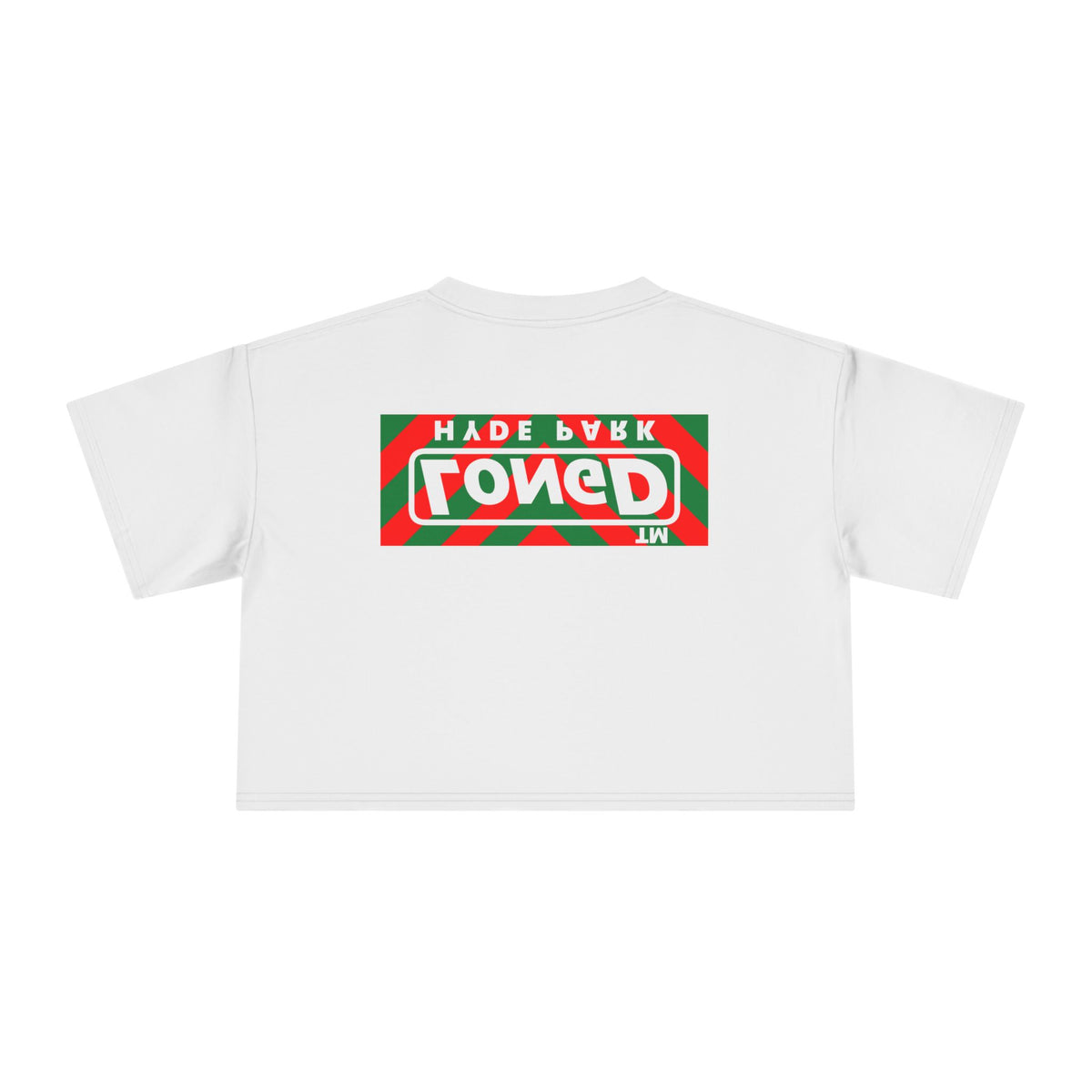LongD Hyde Park negative downward chevron front-back logo (Xmas colors) crop tee