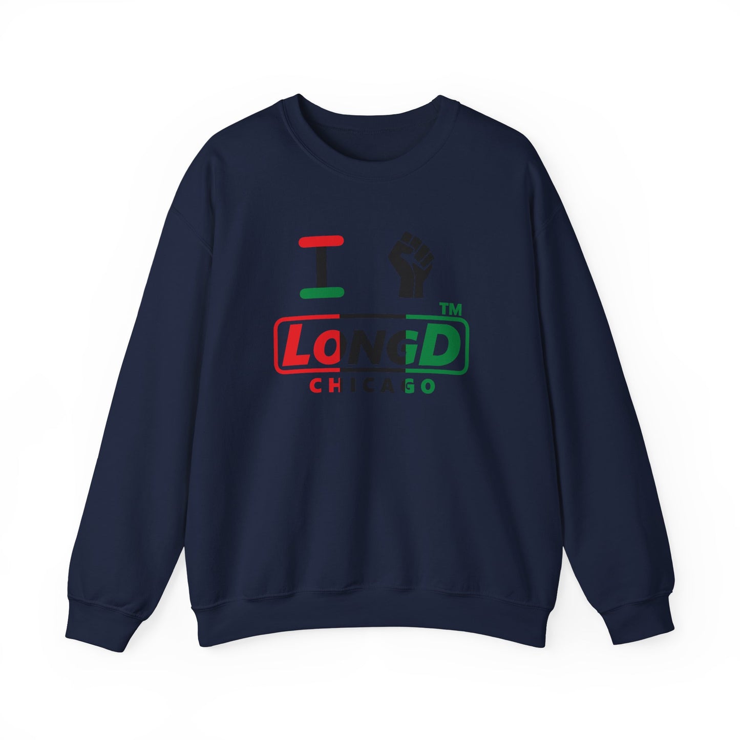 I fist LongD positive vertical 3-striped Chicago logo crewneck sweatshirt