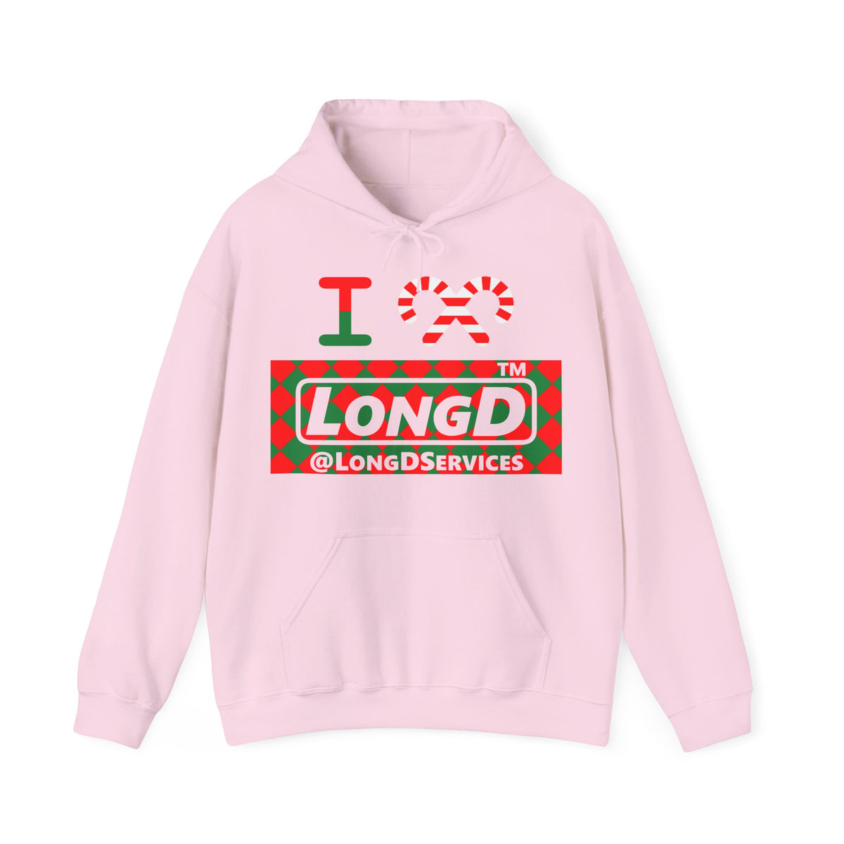 I candy cane LongD Tag negative argyle logo hoodie