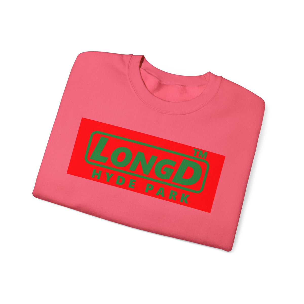 LongD Hyde Park logo positive green on negative red (Xmas colors) crewneck sweatshirt