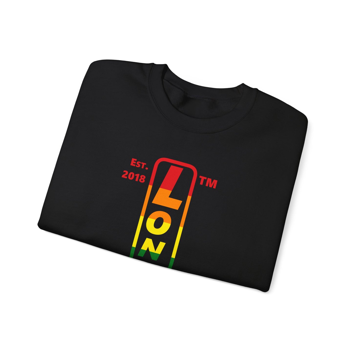 LongD positive horizontal 6-striped Hyde Park 4-print upright logo crewneck sweatshirt (Pride colors)
