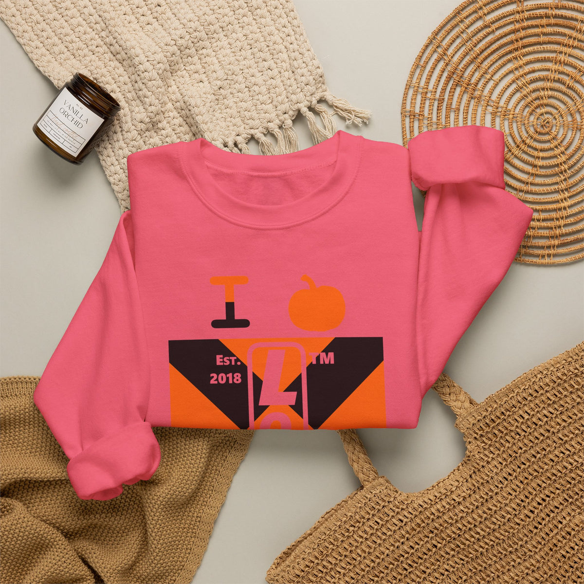 I pumpkin LongD Hyde Park negative upright mixed argyle logo crewneck sweatshirt