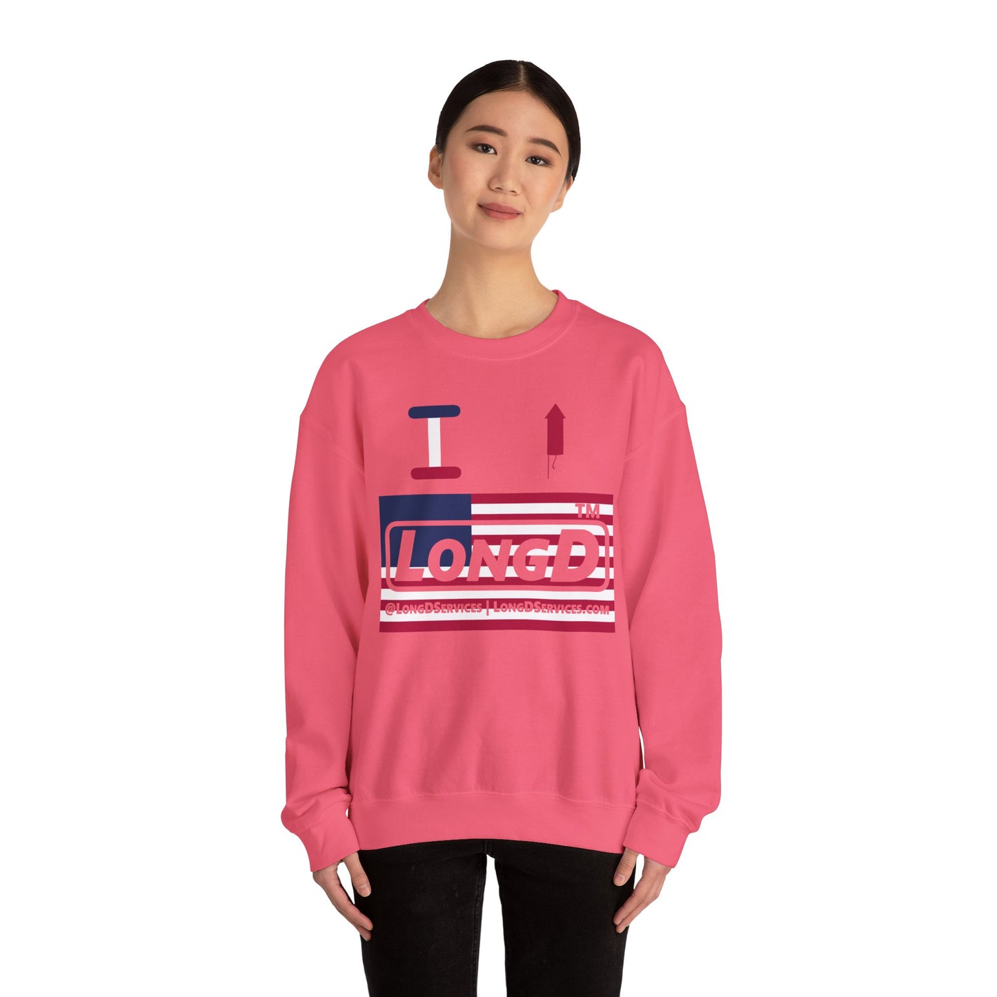 I firecracker LongD negative flag tag-domain logo crewneck sweatshirt