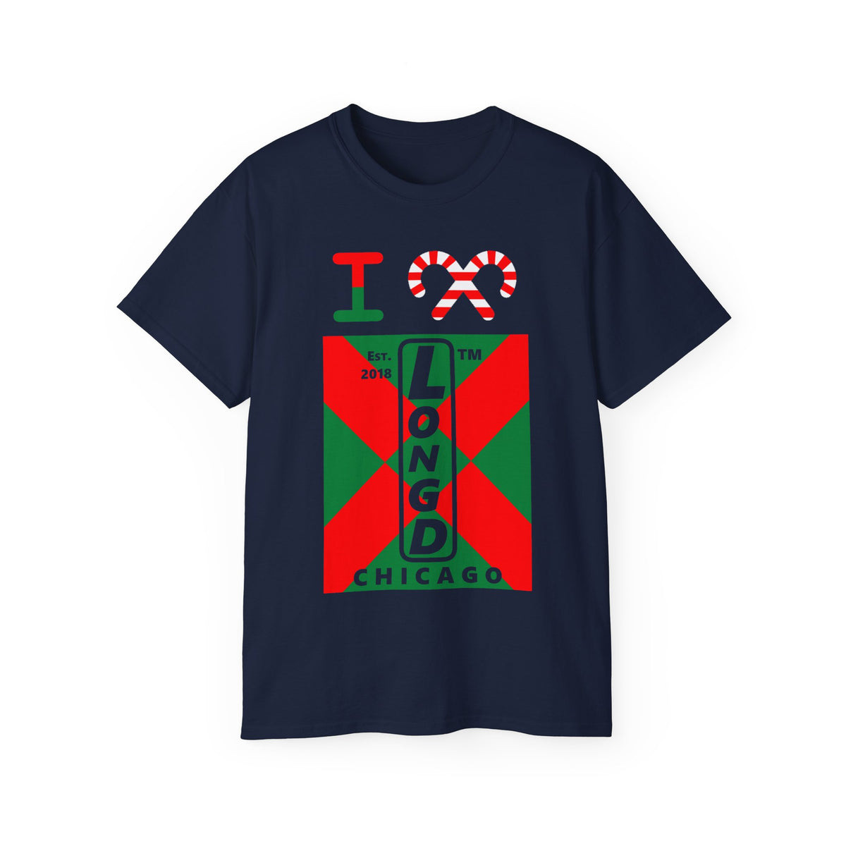I candy cane LongD Chicago negative upright argyle x logo cotton tee