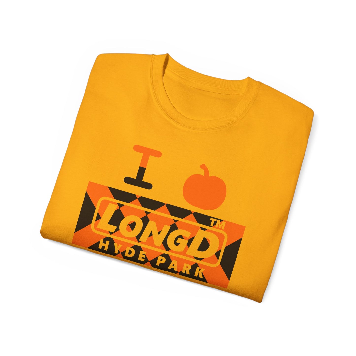 I pumpkin LongD Hyde Park negative stylized argyle 4-print logo cotton tee