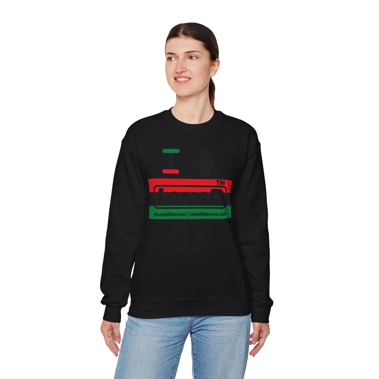 I fist LongD negative horizontal 3-striped tag-domain logo crewneck sweatshirt