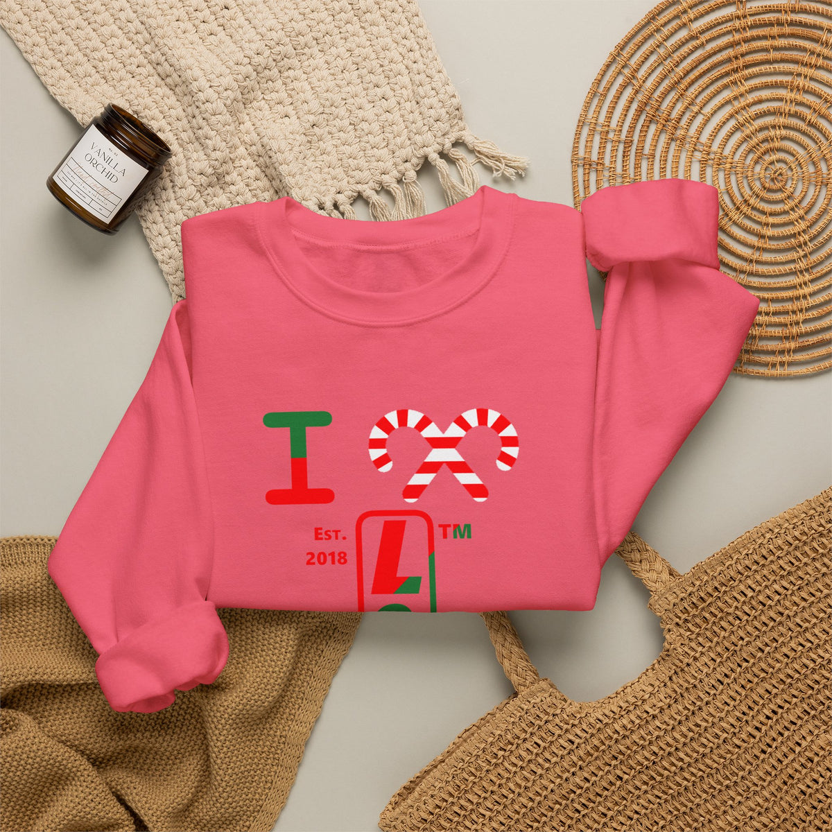 I candy cane LongD Hyde Park positive upright pixel-weighted 4-striped logo crewneck sweatshirt