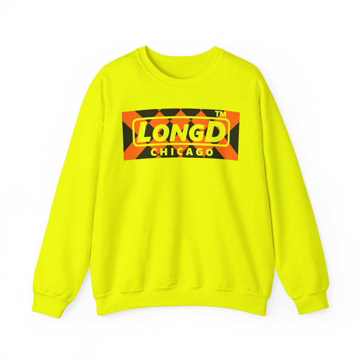 LongD Chicago negative stylized argyle logo (Halloween colors) crewneck sweatshirt