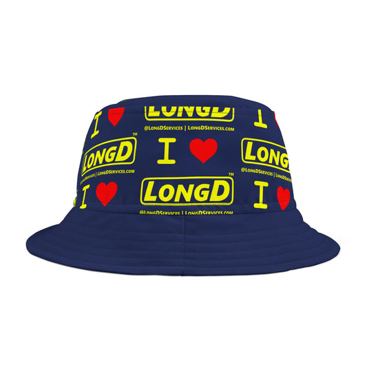 Repeat Grid of I Luv LongD Reverse Logo Bucket Hat